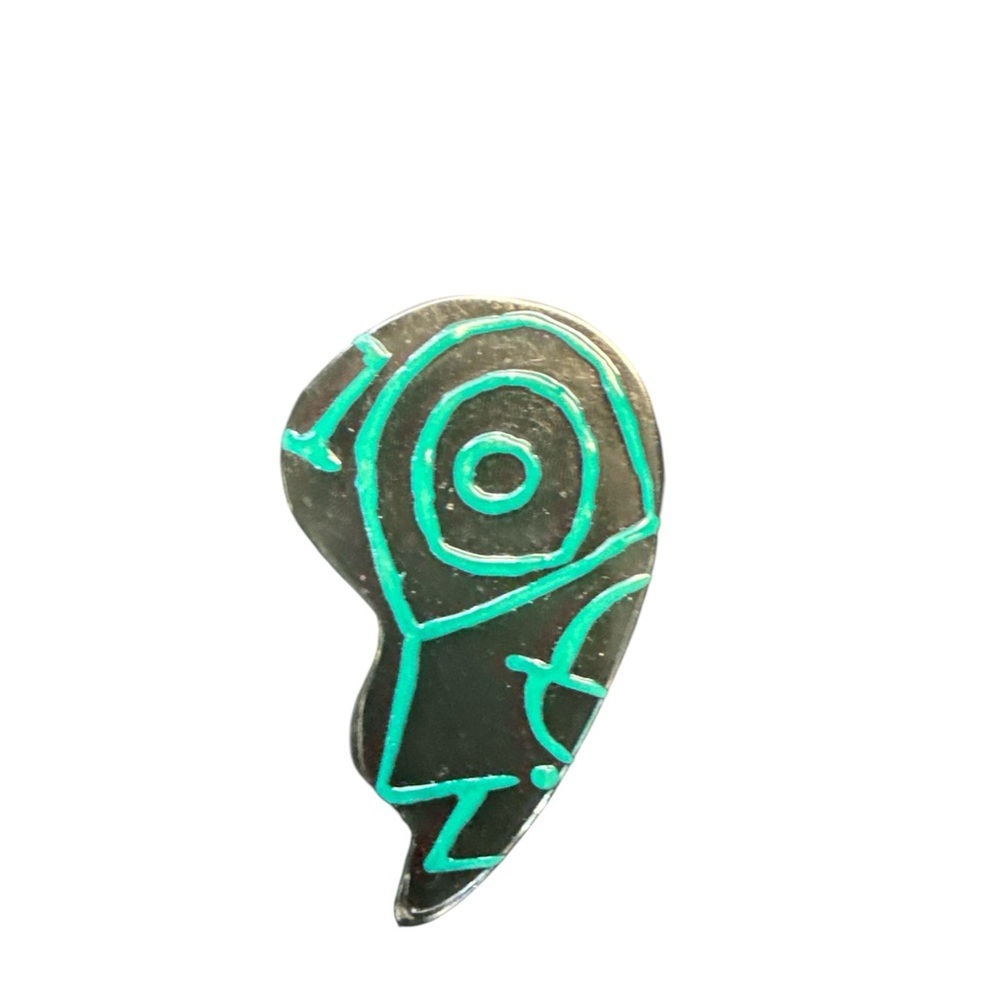 Abstract Silver & Turquoise Brooch | Modern Statement Pin - Picture 2 of 3